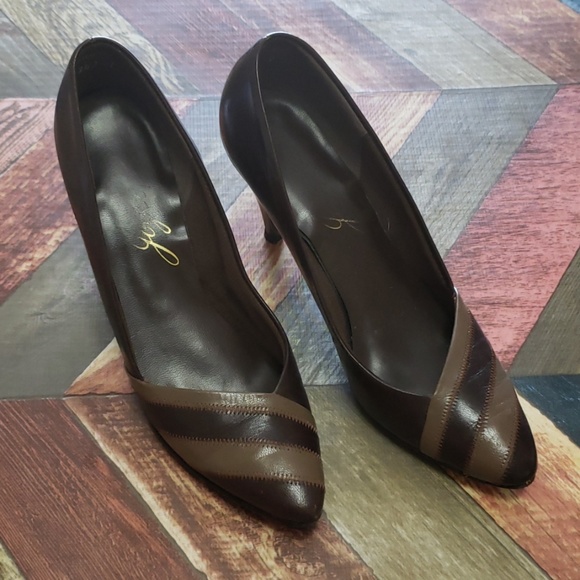 Joyce Brown Leather Heels - Picture 1 of 7